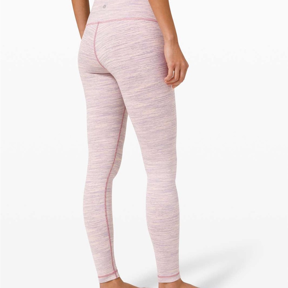 Lululemon Wonder Under Pink Heathered Leggings Size 6 28”